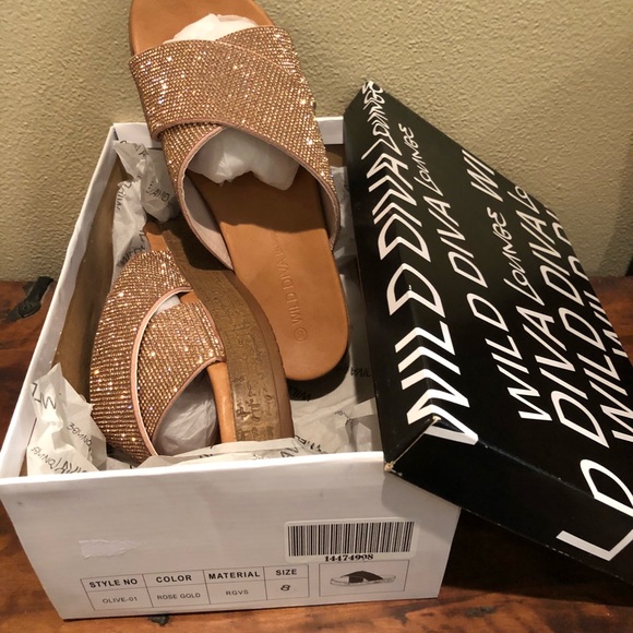 Rose Gold Slide with 1-1/2” cork/rubber heel - Picture 4 of 5